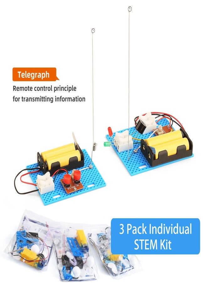 BeAndge 3 Set Telegraph STEM Kits Bulk, Science Kits for Kids Age 8-12, Engineering STEM Building Toys for Boys Ages 8-13, Crafts for Boys Girls 8-10, Build A Coding Robot 10-12 - Image 4